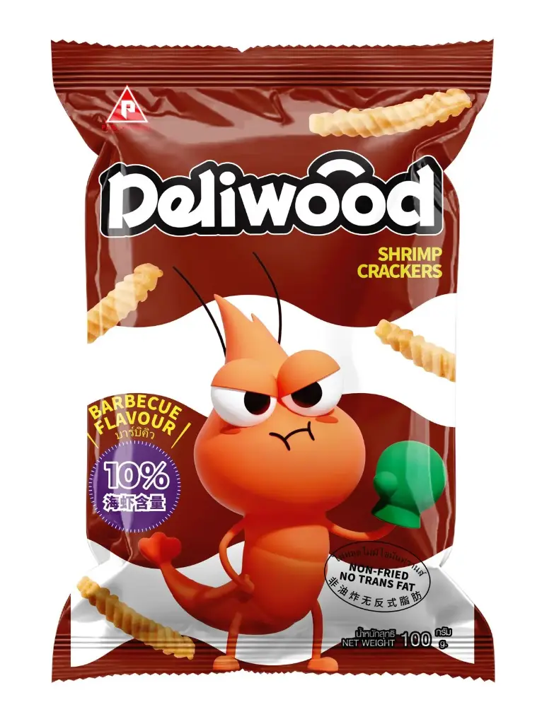 DELI PRAWN SNACK BBQ FLAVOR 100G.X 18PCS/CTN ..