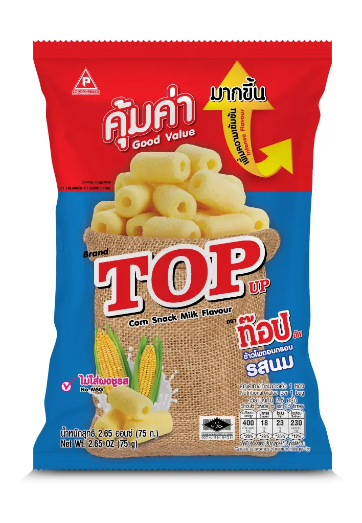 TOP UP CORN SNACK MILK FLAVOUR 75G.X 36PCS/CTN ..