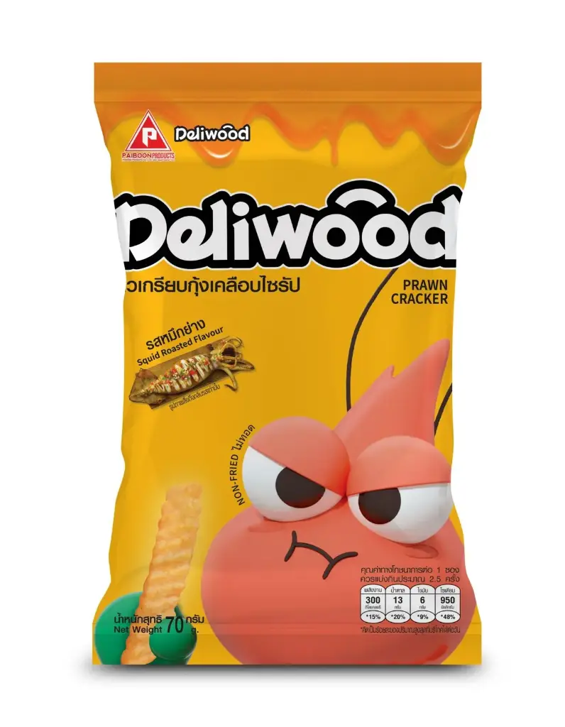 DELIWWD PRAWN SNACK SQUID ROASTED FLAVOR 70G.X 36PCS/CTN ..